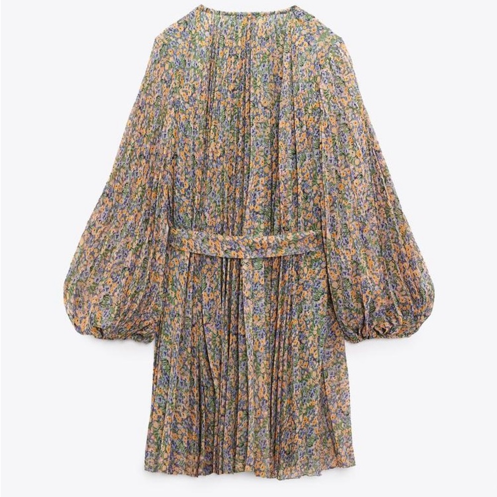 Zara- Printed Pleated mini dress - Picture 2 of 9